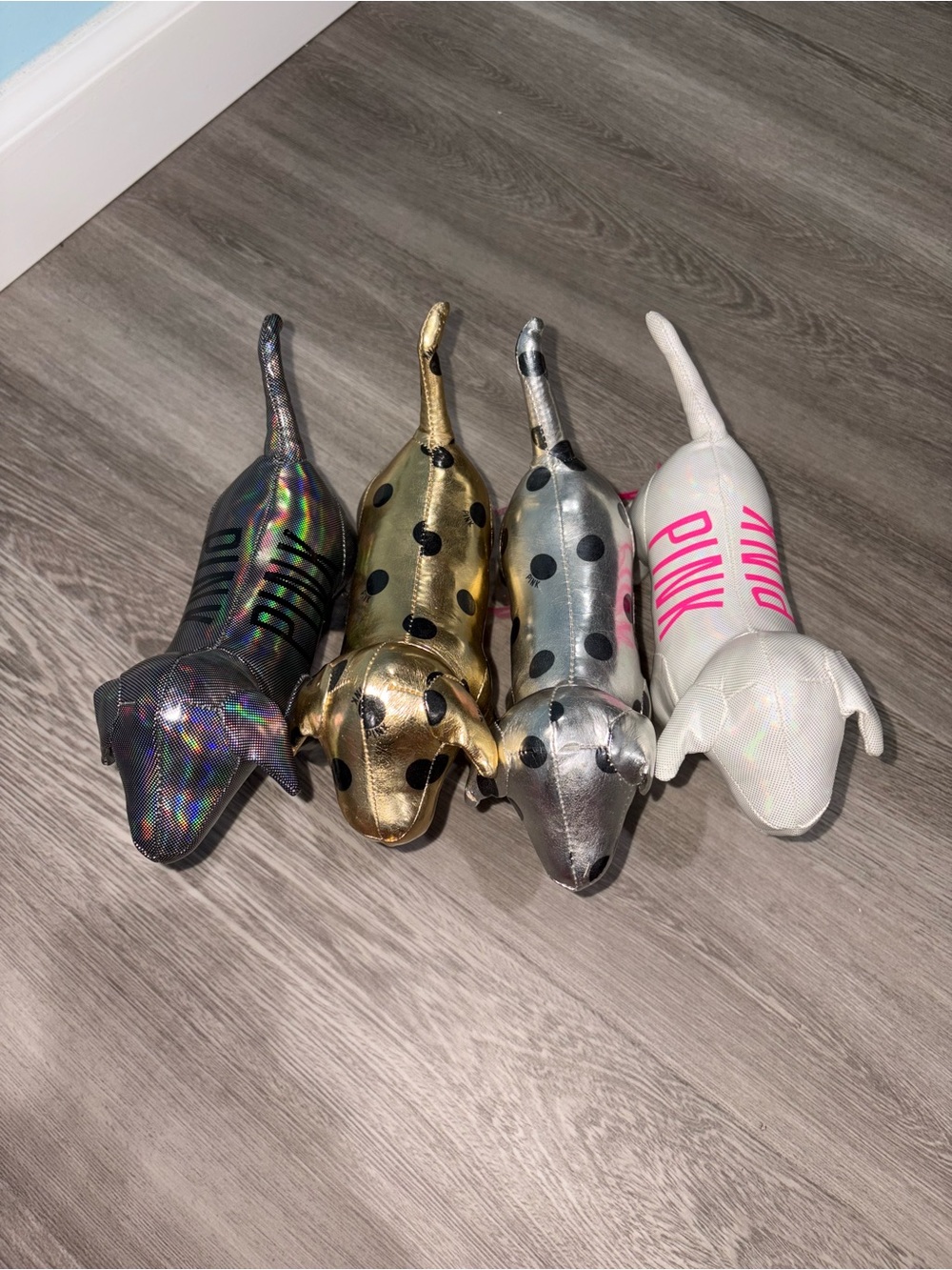 PINK Victoria's Secret Metallic Plush Dog Toy - White/Pink and Metallic Colors